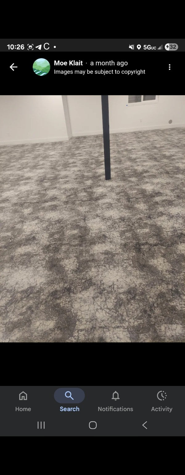Patterned basement carpet